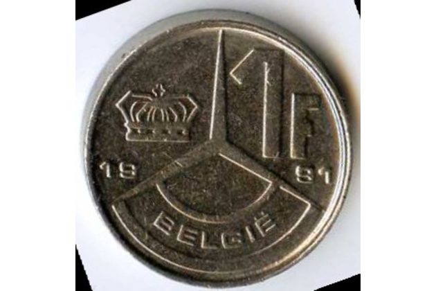 Mince Belgie 1 Franc 1991  (wč.145)                     