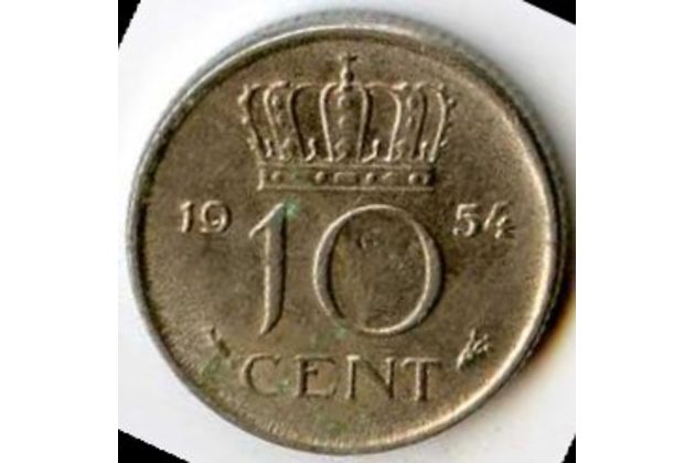 Mince Nizozemí 10 Cent 1954 (wč.90)    