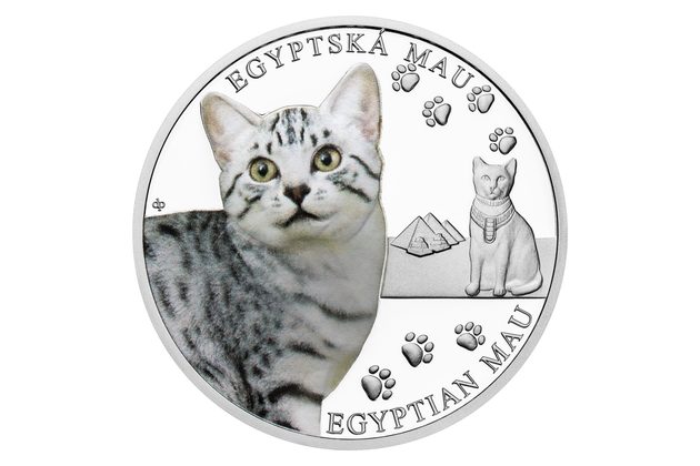 Stříbrná mince Plemena koček - Egyptská kočka mau proof (ČM 2025)  