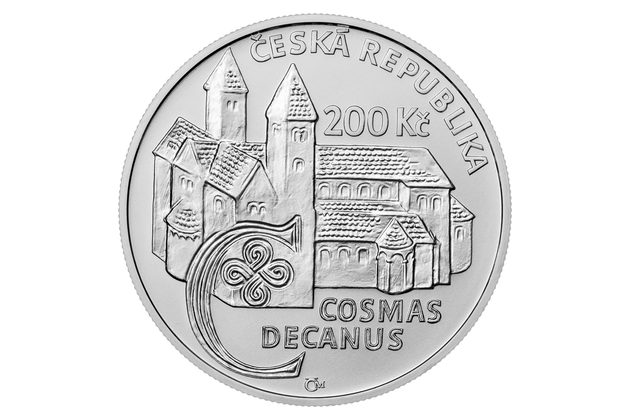 Stříbrná mince 200 Kč - 900. výročí úmrtí kronikáře Kosmase standard (ČNB 2025)