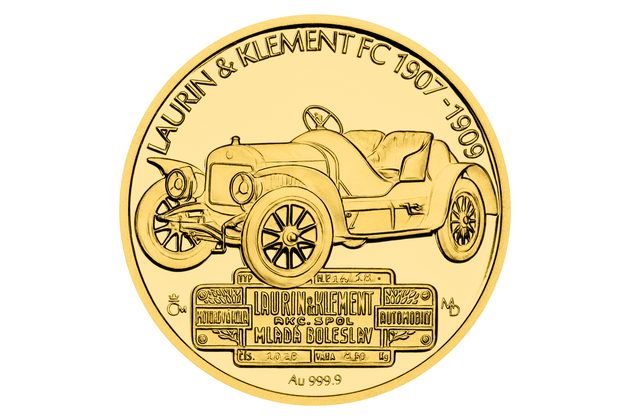 Zlatá mince ŠKODA - Laurin & Klement FC proof číslováno (ČM 2026)