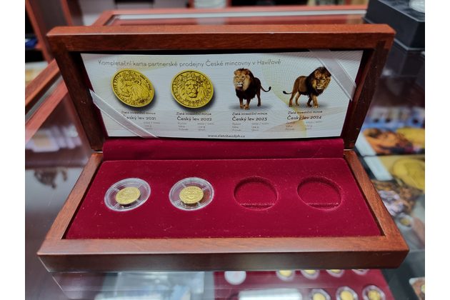 Sada 2ks zlatých investičních mincí 1/25 oz Český lev standard (ČM 2021,2022)