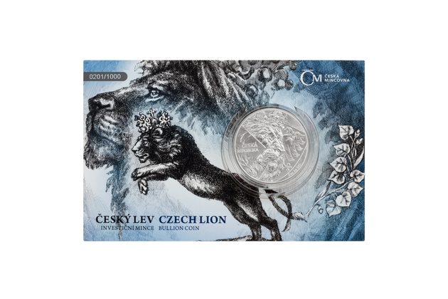 Stříbrná 2oz  investiční mince Český lev standard číslovaná (ČM 2024)