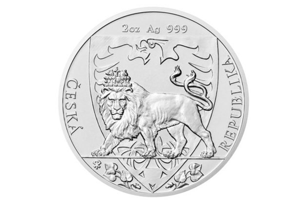 Stříbrná dvouuncová investiční mince Český lev  standard (ČM 2020)