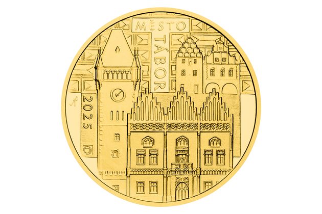 Zlatá mince 5000 Kč Městské památkové rezervace ČNB - Tábor proof (ČNB 2025)