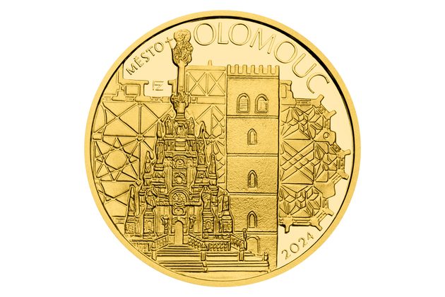 Zlatá mince 5000 Kč Městské památkové rezervace ČNB - Olomouc proof (ČNB 2024)