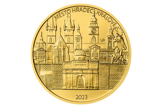 Zlatá mince 5000 Kč Městské památkové rezervace ČNB - Hradec Králové standard (ČNB 2023) 