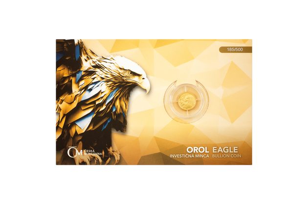 Zlatá 1/25oz investiční mince Orel  standard číslovaný (ČM 2025)