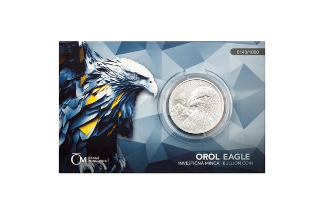 Stříbrná uncová investiční mince Orel standard číslovaná (ČM 2025)