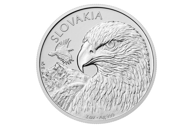 Stříbrná dvouuncová investiční mince Orel standard (ČM 2025)