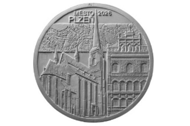 Zlatá mince 5000 Kč Městské památkové rezervace ČNB - Plzeň proof (ČNB 2026)