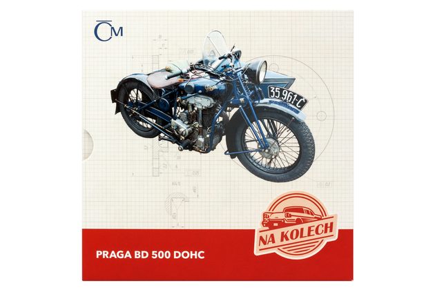 Stříbrná mince Na kolech - Motocykl Praga BD 500 proof (ČM 2025) 