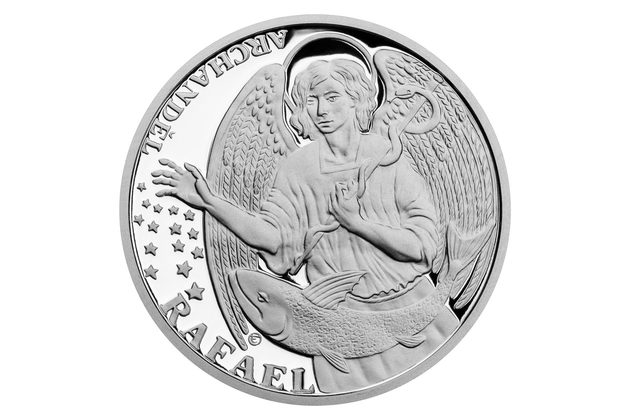 Stříbrná dvouuncová mince Archanděl Rafael proof (ČM 2022)  