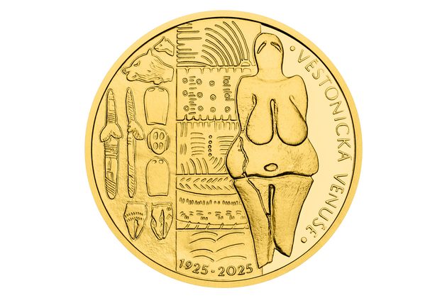 Zlatá půluncová medaile Věstonická venuše proof (ČM 2025)
