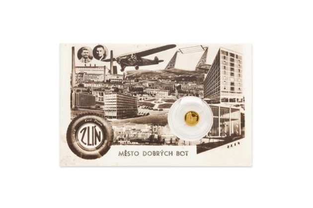Zlatá mince Zlín - Baťův mrakodrap provedení proof (ČM 2018 JT)