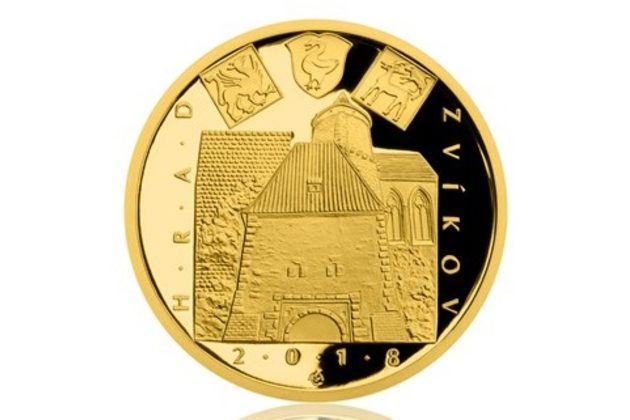 Zlatá mince 5000 Kč Hrady ČNB - Hrad Zvíkov provedení proof (ČNB 2018)