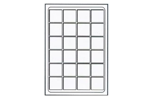 Plato na mince vínové s průhledným krytem- čtverec 46x46mm- 24 polí