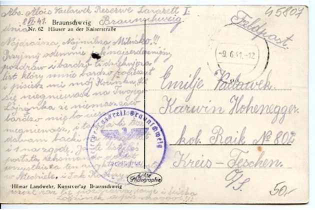 D 45807 - Feldpost+,,Reich" razítka 